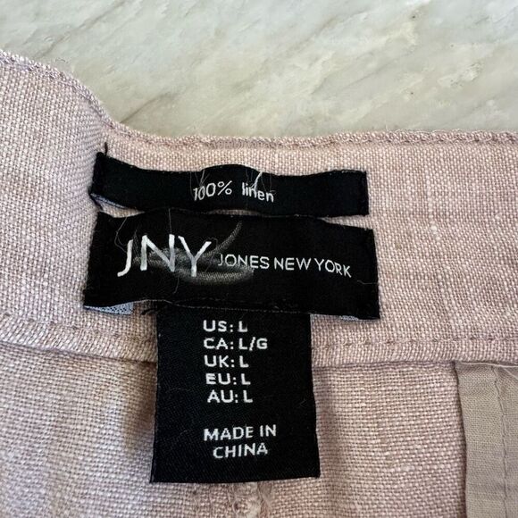 Jones New York 100% linen cropped pants elastic waist size L - Picture 3 of 6